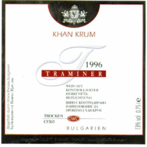 TRAMINER KHAN KRUM Logo (DPMA, 26.09.1997)