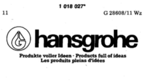 hansgrohe Produkte voller Ideen Logo (DPMA, 03/11/1981)