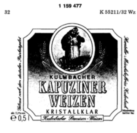 KULMBACHER KAPUZINER WEIZEN KRISTALLKLAR Kulmbacher Premium-Weizen Logo (DPMA, 25.10.1989)