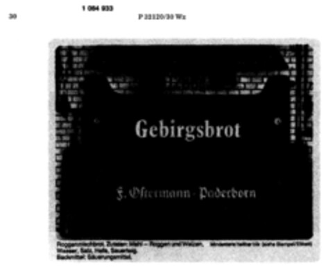 Gebirgsbrot backofenfrisch verpackt Logo (DPMA, 11/30/1984)