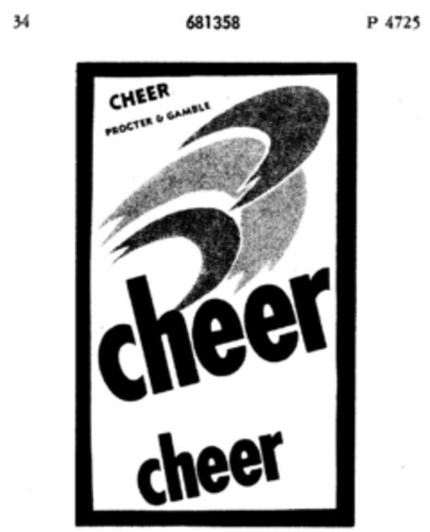 CHEER PROCTER & GAMBLE cheer cheer Logo (DPMA, 08/17/1954)