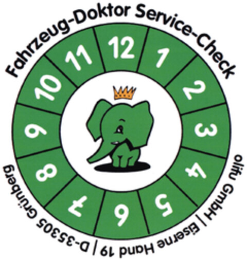 Fahrzeug-Doktor Service-Scheck olifu GmbH 1 2 3 4 5 6 7 8 9 10 11 12 Logo (DPMA, 17.12.2020)