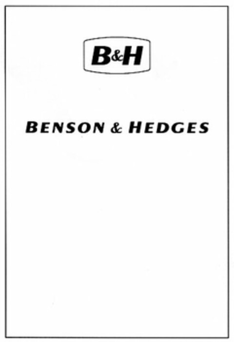 B&H BENSON & HEDGES Logo (DPMA, 28.05.2004)