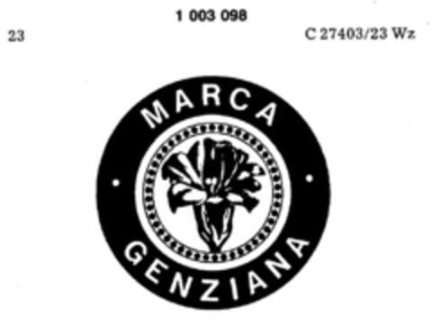 MARCA GENZIANA Logo (DPMA, 09.09.1978)