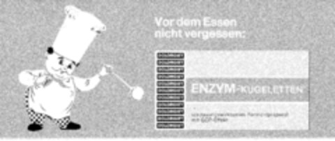 Vor dem Essen nicht vergessen: DOLORGIET ENZYM-KUGELETTEN verdauungswirksames Fermentpräparat mit GCP-Effekt Logo (DPMA, 09.05.1968)