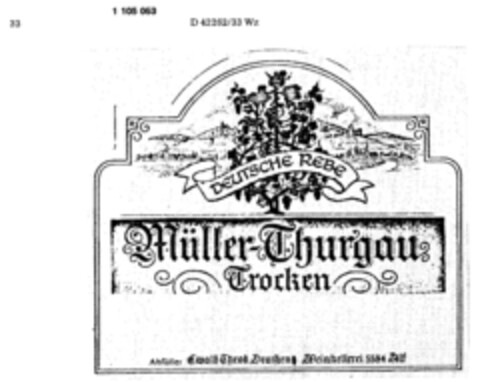 Müller-Thurgau Trocken DEUTSCHE REBE Logo (DPMA, 13.06.1986)