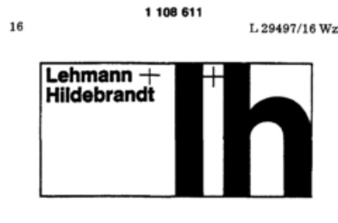 Lehmann + Hildebrandt  l + h Logo (DPMA, 16.10.1986)