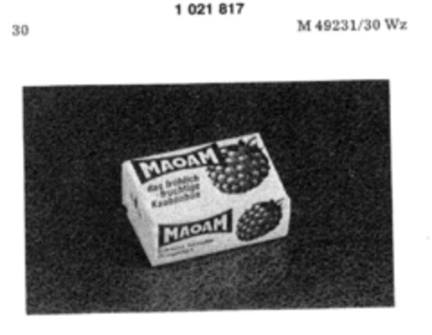 MAOAM das fröhlich-fruchtige Kaubonbon Logo (DPMA, 13.01.1981)