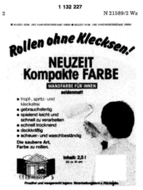 NEUZEIT Kompakte FARBE WANDFARBE FÜR INNEN Logo (DPMA, 22.04.1988)