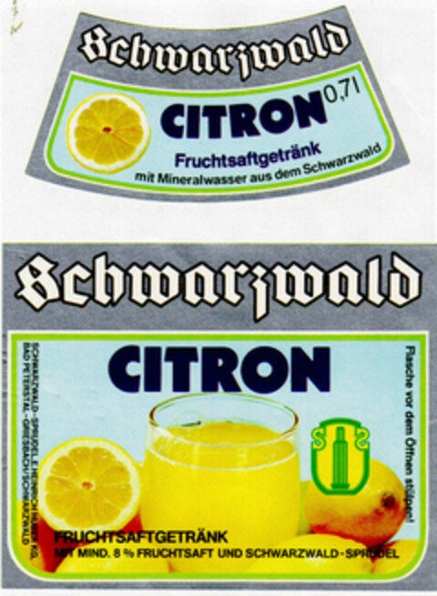 Schwarzwald CITRON FRUCHTSAFTGETRÄNK Logo (DPMA, 06.05.1981)