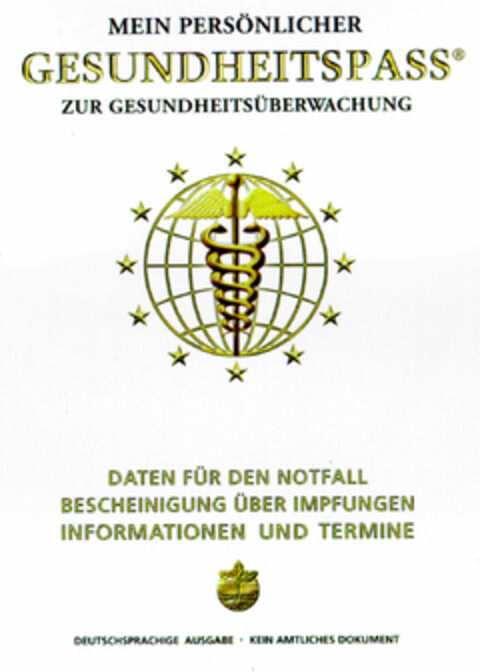 MEIN PERSÖNLICHER GESUNDHEITSPASS Logo (DPMA, 06.03.1998)