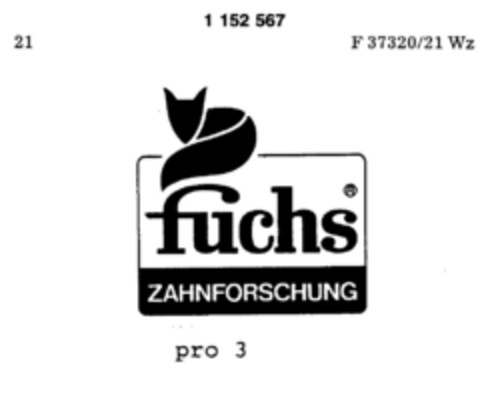 fuchs  ZAHNFORSCHUNG pro 3 Logo (DPMA, 18.03.1989)