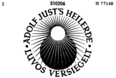 · ADOLF JUST'S HEILERDE · LUVOS VERSIEGELIT Logo (DPMA, 27.06.1938)