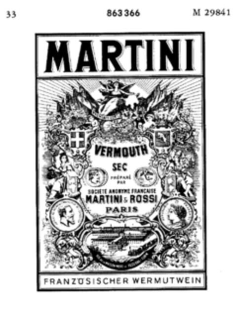 MARTINI VERMOUTH SEC Logo (DPMA, 20.07.1968)