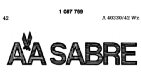 AA SABRE Logo (DPMA, 08/26/1985)