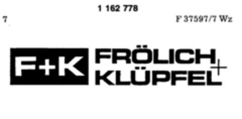 F + K FRÖLICH+KLÜPFEL Logo (DPMA, 10.06.1989)