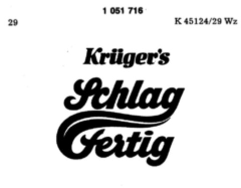 Krüger`s Schlag Fertig Logo (DPMA, 20.10.1982)