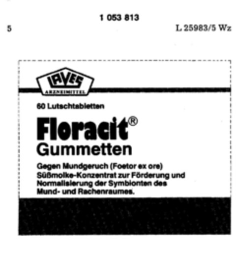 LAVES ARZNEIMITTEL Floracit Gummetten Logo (DPMA, 09/18/1982)