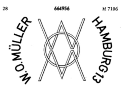 WOM W.O. MÜLLER HAMBURG 13 Logo (DPMA, 22.10.1953)