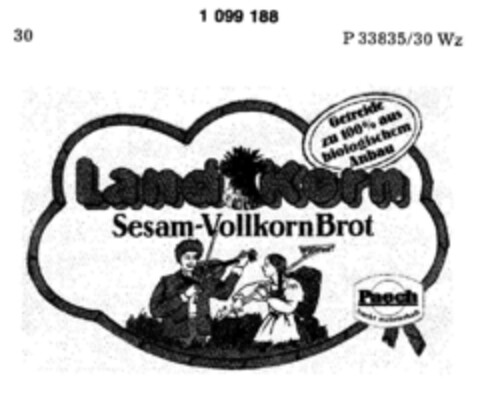 Land Korn Sesam-Vollkorn Brot Logo (DPMA, 30.04.1986)