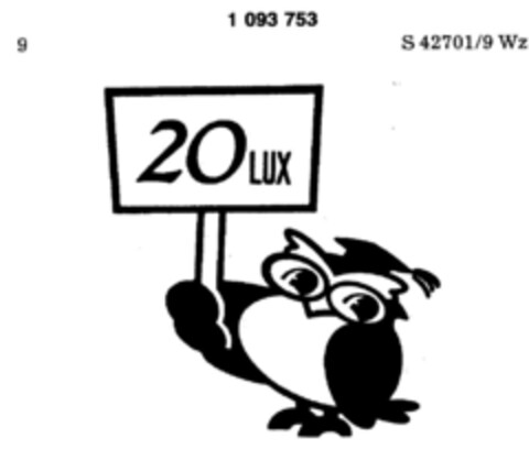 20 LUX Logo (DPMA, 18.12.1985)