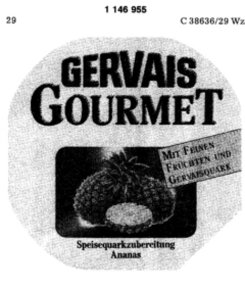 GERVAIS GOURMET Speisequarkzubereitung Ananas Logo (DPMA, 31.01.1989)