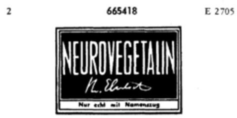 NEUROVEGETALIN Logo (DPMA, 05.10.1953)