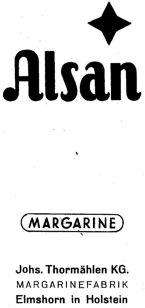 Alsan MARGARINE Logo (DPMA, 23.08.1952)