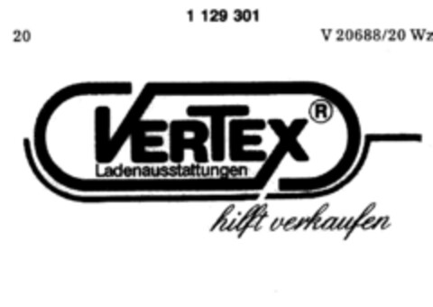 VERTEX   Ladenausstattungen hilft verkaufen Logo (DPMA, 03/15/1988)