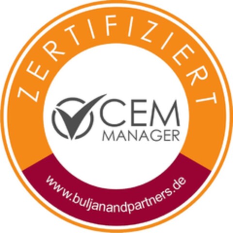 ZERTIFIZIERT CEM MANAGER www.buljanandpartners.de Logo (DPMA, 14.09.2015)