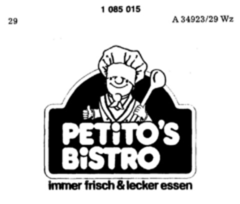 PETITO`S BISTRO immer frisch & lecker essen Logo (DPMA, 12.09.1981)