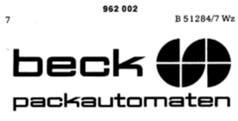 beck packautomaten Logo (DPMA, 27.07.1973)