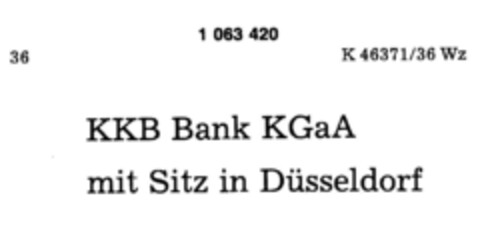 KKB Bank KGaA mit Sitz in Düsseldorf Logo (DPMA, 11/17/1983)