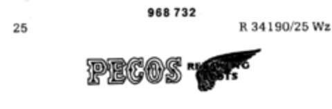 PECOS RED WING BOOTS Logo (DPMA, 06/15/1977)