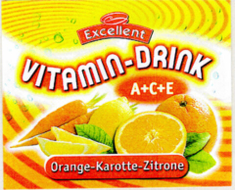 Excellent VITAMIN-DRINK A+C+E Orange-Karotte-Zitrone Logo (DPMA, 07.04.2001)