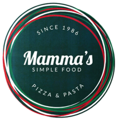 SINCE 1986 Mamma's SIMPLE FOOD PIZZA & PASTA Logo (DPMA, 01.02.2019)