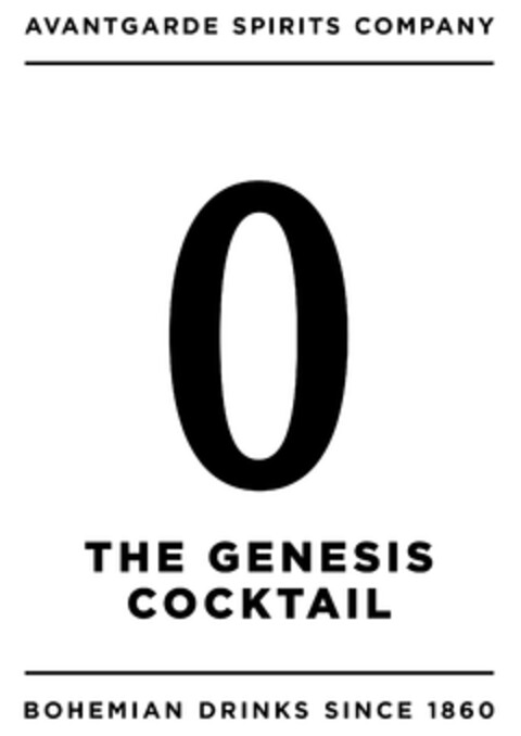 AVANTGARDE SPIRITS COMPANY 0 THE GENESIS COCKTAIL BOHEMIAN DRINKS SINCE 1860 Logo (DPMA, 19.02.2019)