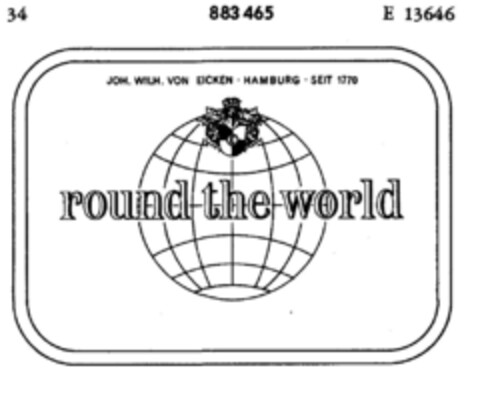 round the world JOH. WILH. VON EICKEN   HAMBURG   SEIT 1770 Logo (DPMA, 14.08.1968)