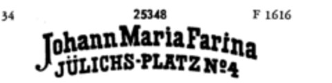 Johann Maria Farina JÜLICHS-PLATZ NO 4 Logo (DPMA, 10.08.1896)