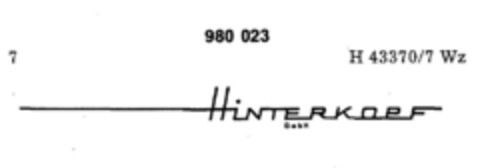 HINTERKOPF GmbH Logo (DPMA, 24.08.1977)