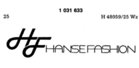 HF HANSE FASHION Logo (DPMA, 10.10.1980)