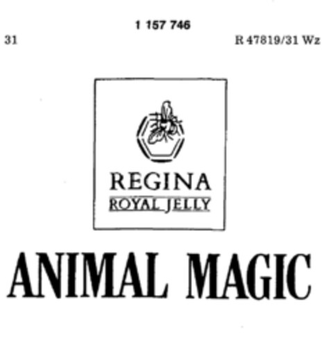 REGINA ROYAL JELLY ANIMAL MAGIC Logo (DPMA, 07.03.1989)