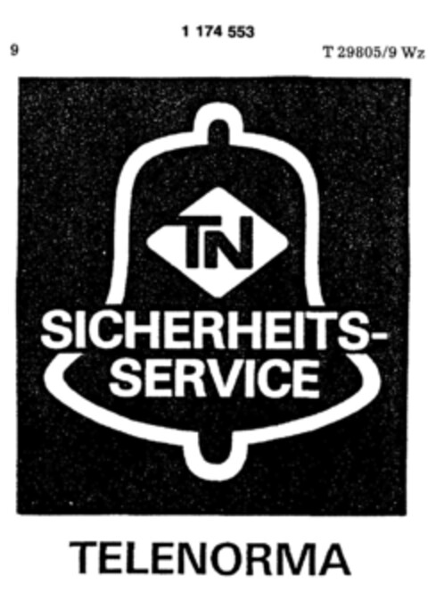 TN SICHERHEITS-SERVICE Logo (DPMA, 12/01/1989)