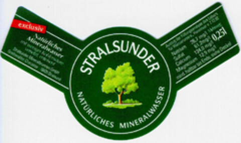 STRALSUNDER NATÜRLICHES MINERALWASSER Logo (DPMA, 22.12.1994)