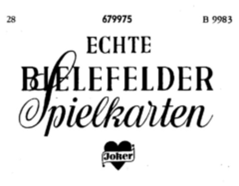 ECHTE BIELEFELDER Spielkarten Joker Logo (DPMA, 12.07.1954)