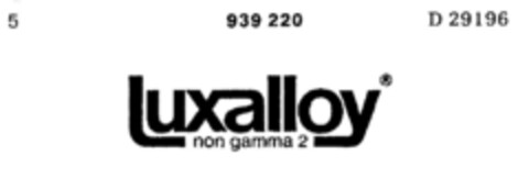 luxalloy non gamma 2 Logo (DPMA, 01/09/1975)