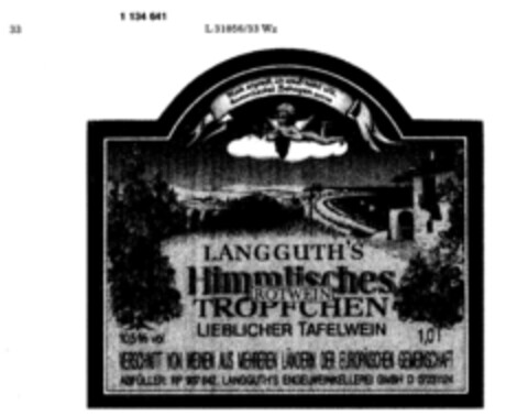 LANGGUTH`S HIMMLISCHES TRÖPFCHEM ROTWEIN Logo (DPMA, 04/29/1988)