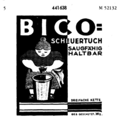BICO=SCHEUERTUCH SAUGFÄHIG HALTBAR Logo (DPMA, 08/26/1931)