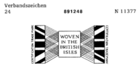 WOVEN IN THE BRITISH ISLES CERTIFICATION TRADE MARK Logo (DPMA, 01/22/1969)