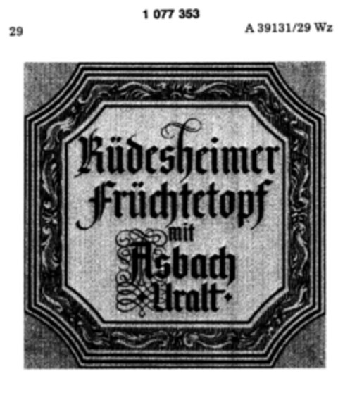 Rüdesheimer Früchtetopf mit Asbach  Uralt Logo (DPMA, 16.10.1984)